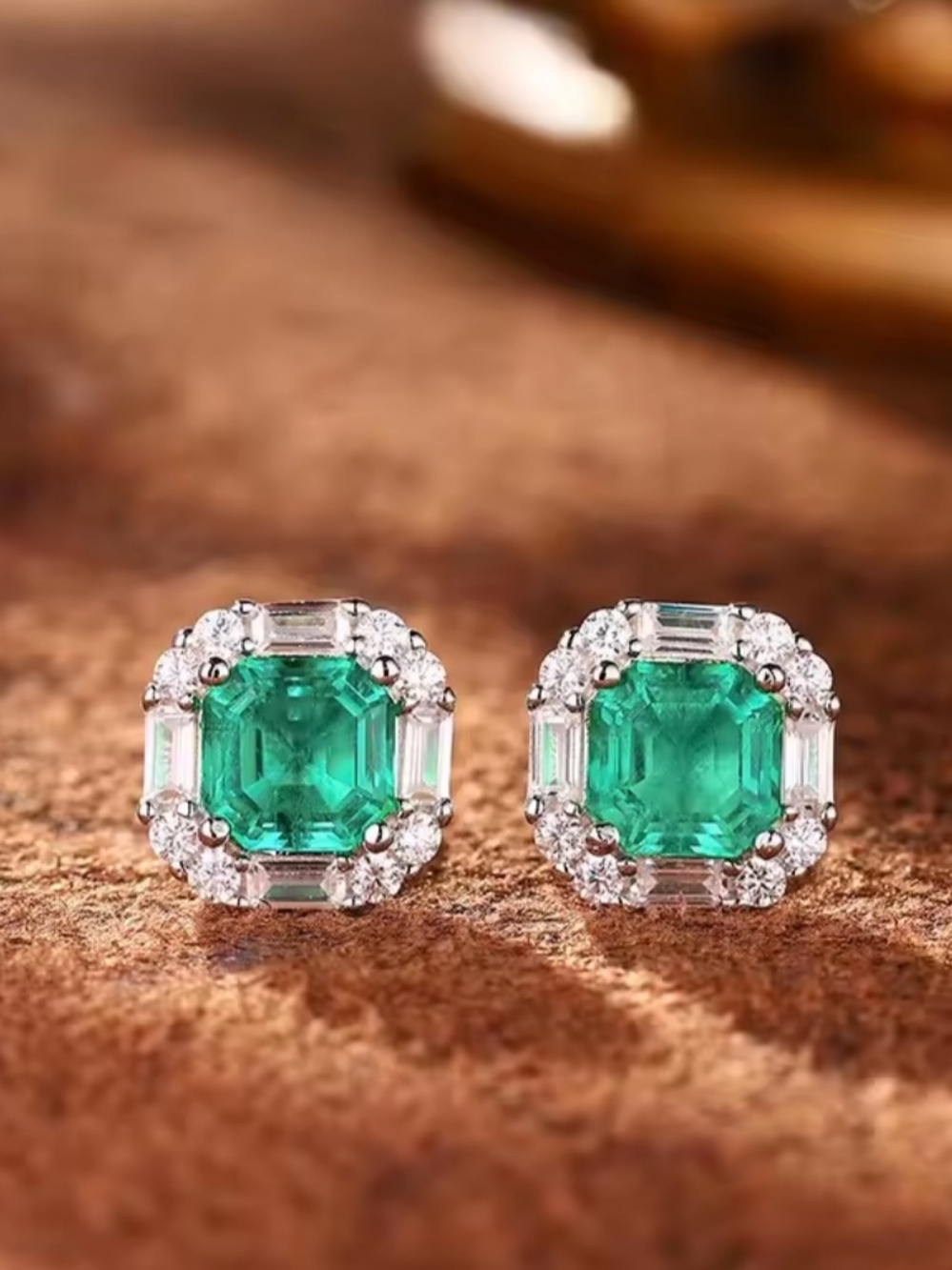White Rhodium Tourmaline Stud Earrings